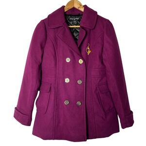 Baby Phat Girlz Jacket Size XL Junior Purple Poly Rayon Pea Coat Double Breasted